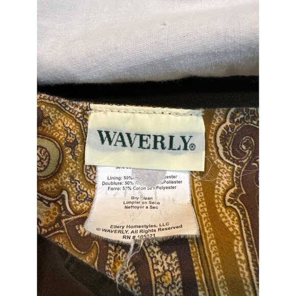 Vintage Waverly Paisley Pattern Scallop Lined Gathered Valance Curtain Tan & Bro - Picture 7 of 10
